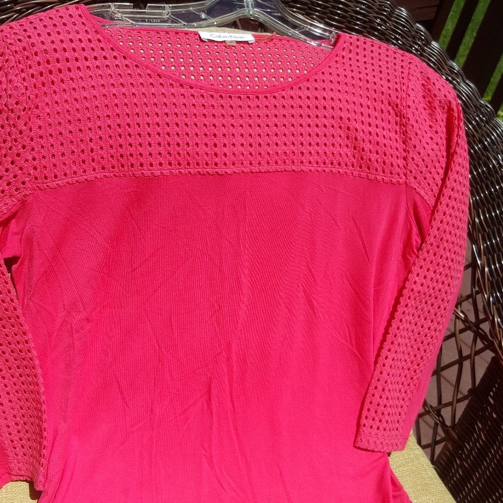 Calvin Klein 3/4 sleeve tunic blouse M